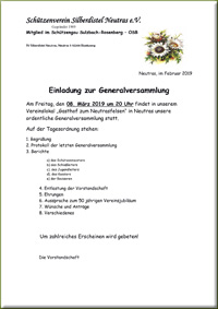 Einladung Generalversammlung 2019NOF